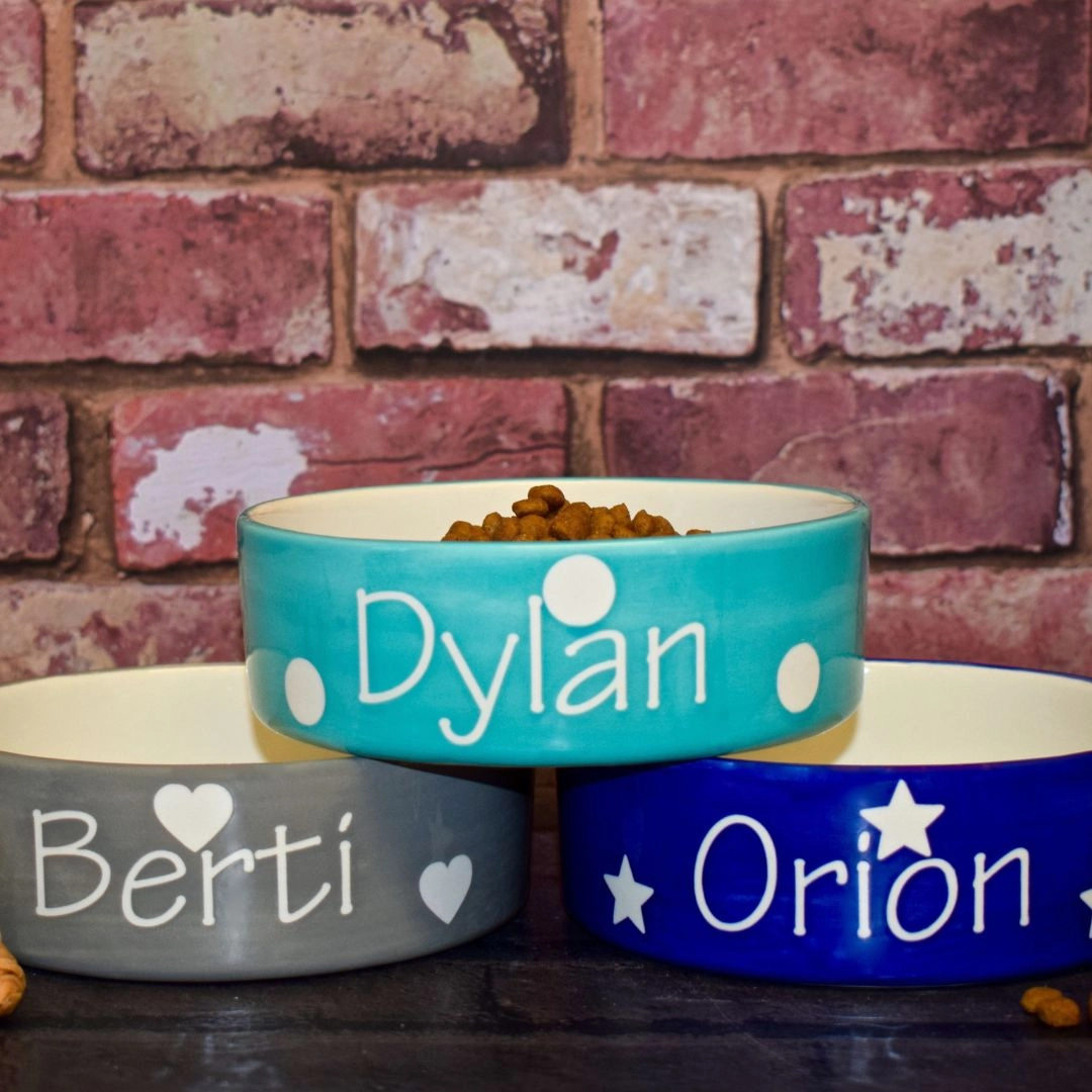 Personalised Ceramic Polka Dots Dog Bowls