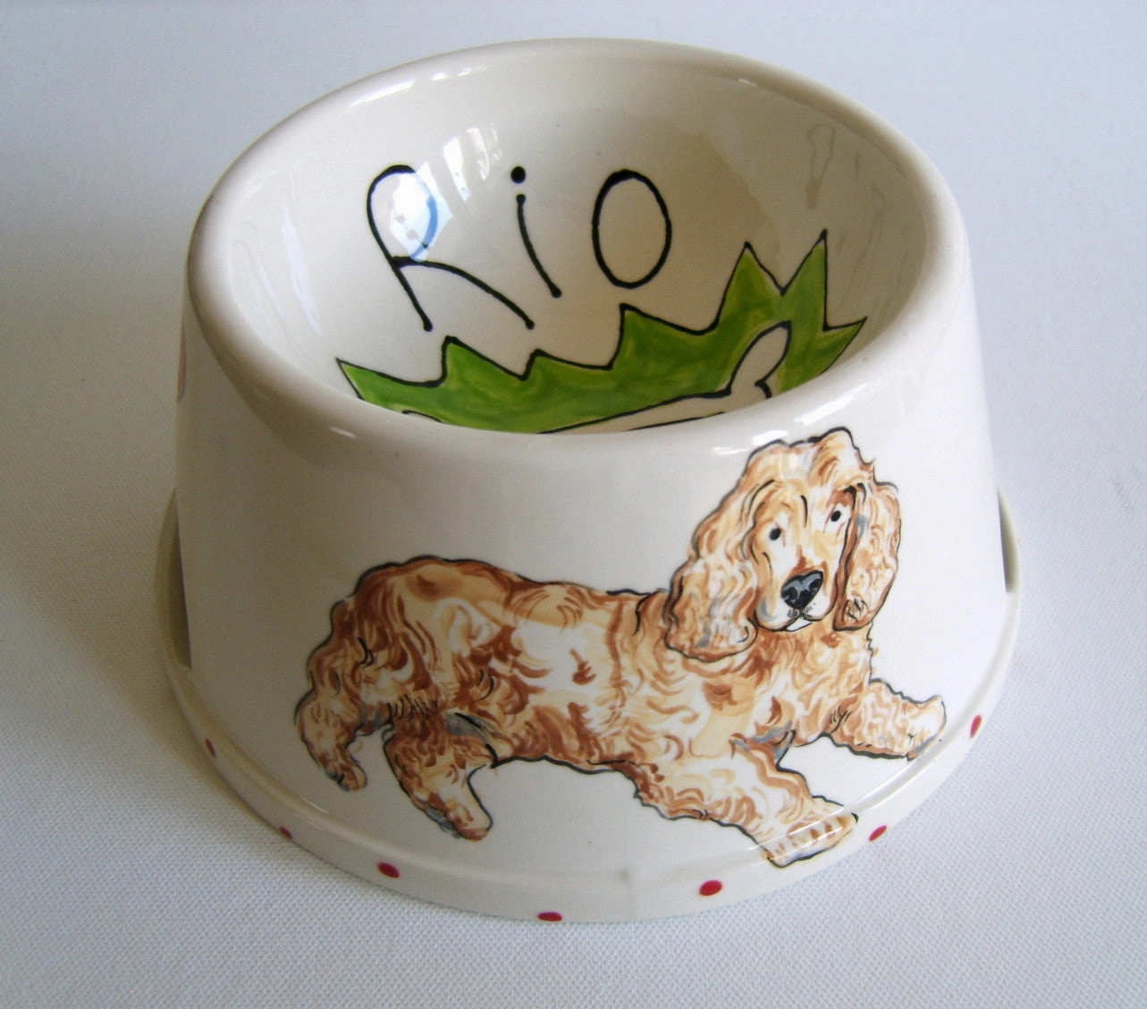 Personalised Ceramic Spaniel Dog Bowl