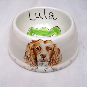 Personalised Ceramic Spaniel Dog Bowl