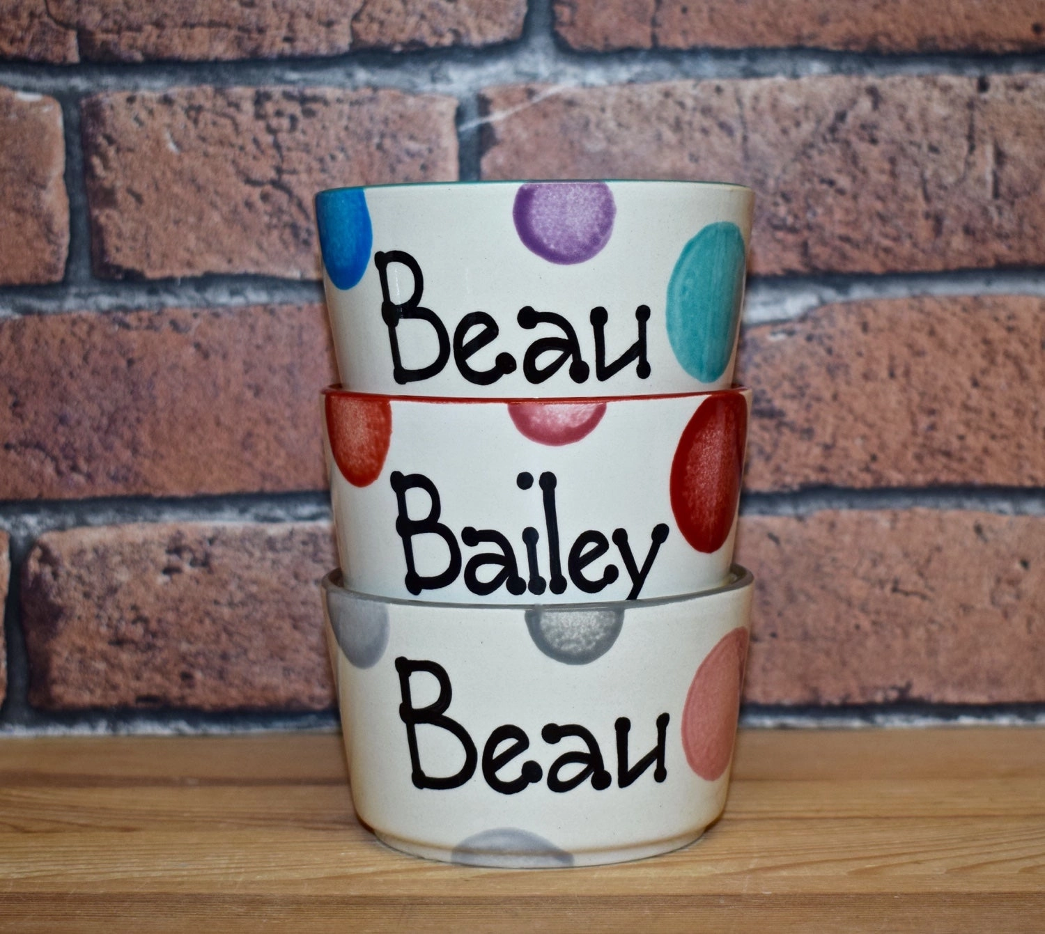 Personalised Ceramic Spotty Dog Bowls Extra Small