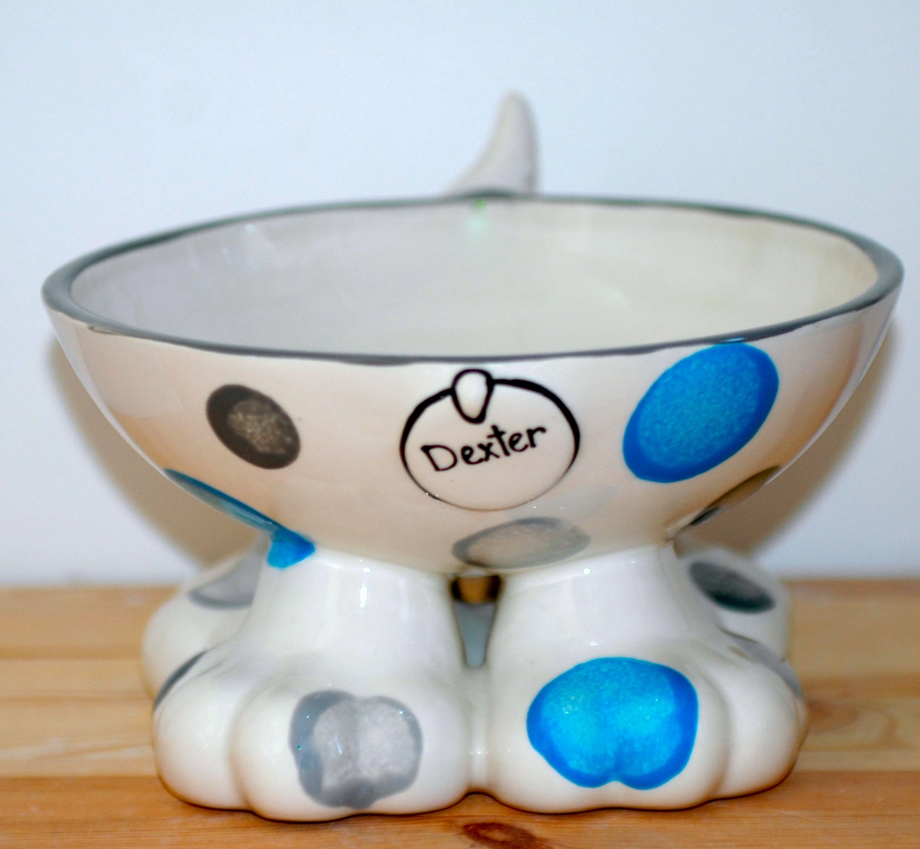 Personalised Ceramic Spotty Dog Legs Bowls