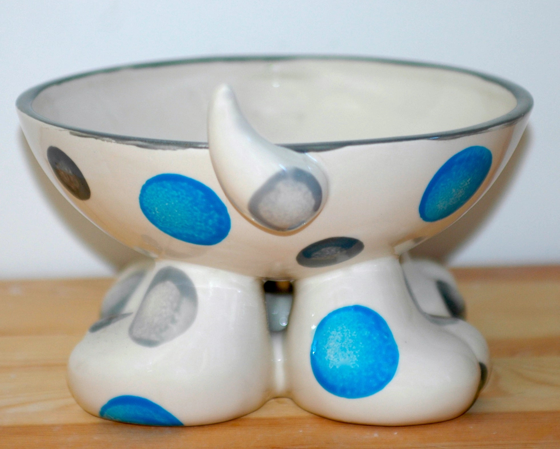 Personalised Ceramic Spotty Dog Legs Bowls