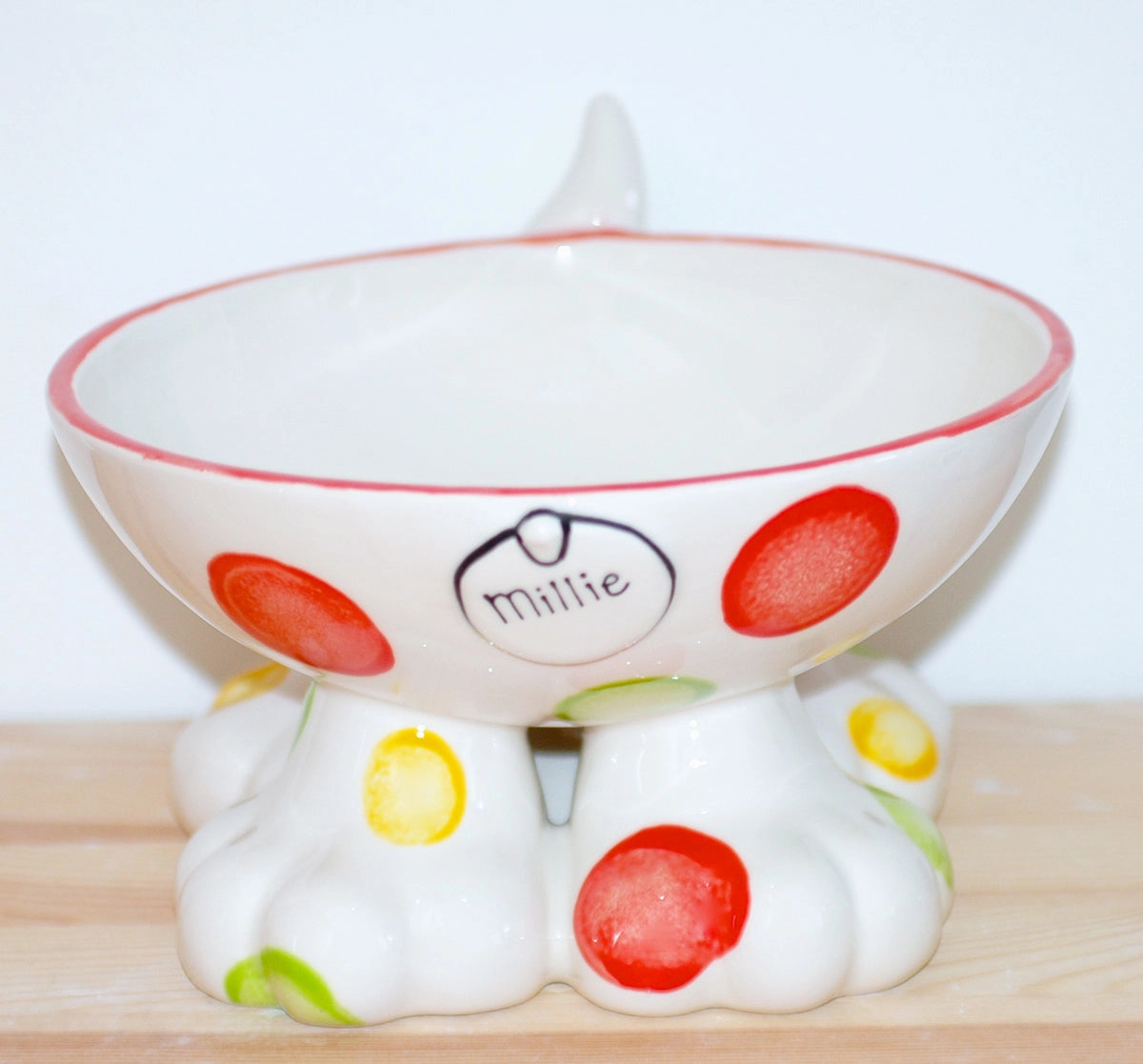 Personalised Ceramic Spotty Dog Legs Bowls