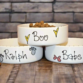 Personalised Ceramic Whimsical Dog Bowls