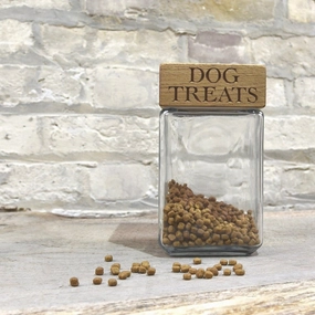 Personalised Glass Dog Treat Jar With Solid Oak Lid