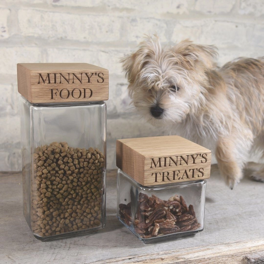 Personalised Glass Dog Treat Jar With Solid Oak Lid