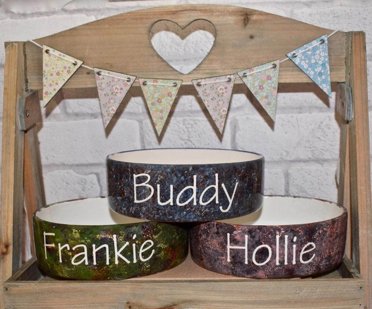 Personalised Granite Design Dog Bowls