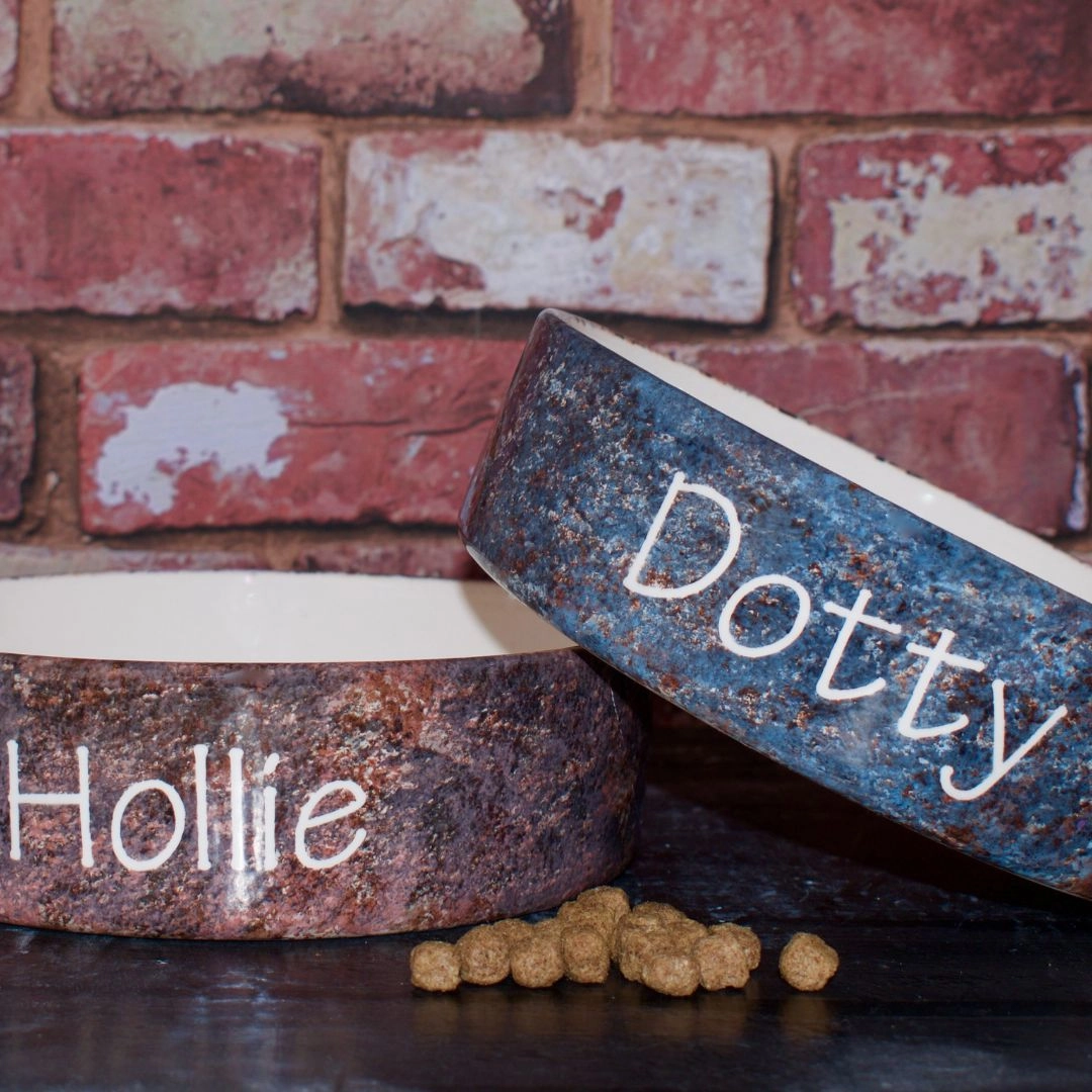 Personalised Granite Design Dog Bowls