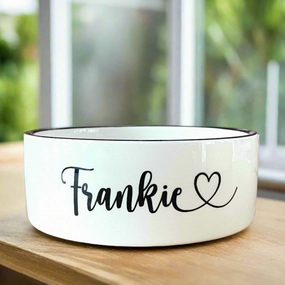 Personalised Heart Font Dog Bowls