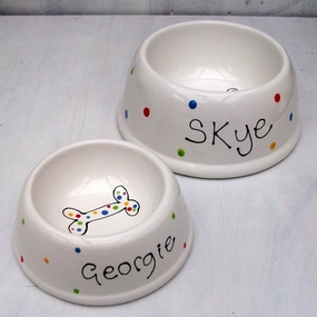 Personalised Multi Spot Ceramic Dog Bowl