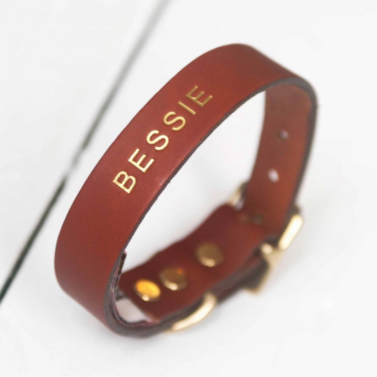 Personalised Named Leather Dog Collars