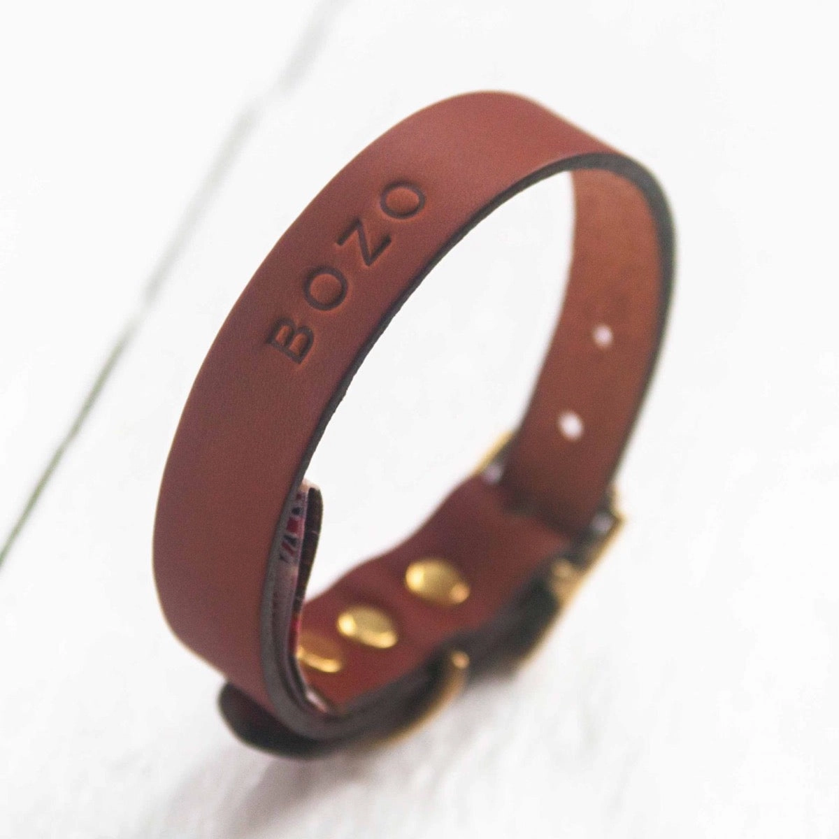 Personalised Named Leather Dog Collars
