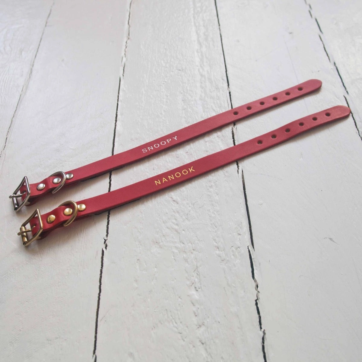Personalised Named Leather Dog Collars