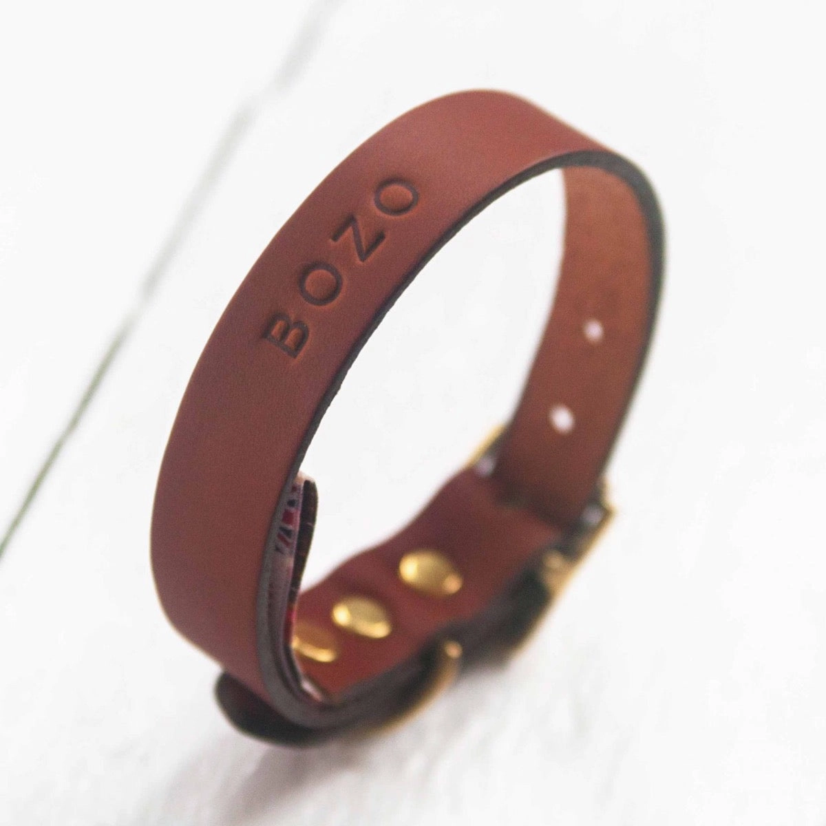 Personalised Named Leather Dog Collars