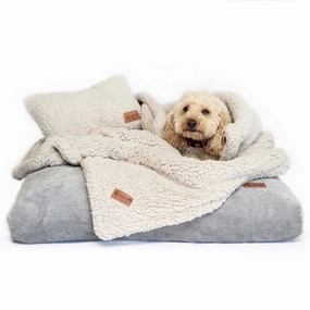 Personalised Opulence Scandi Grey Luxury Dog Bed Set