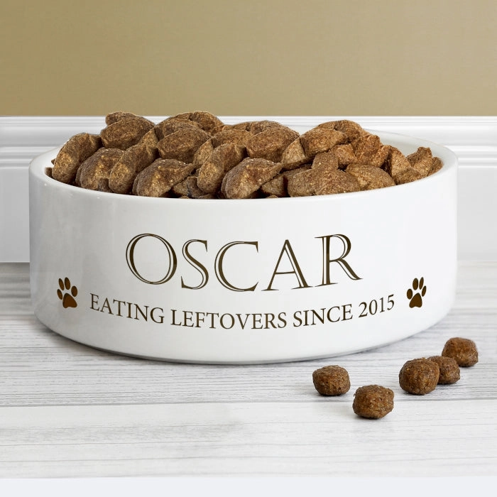 Personalised Paws 15cm Medium White Pet Bowl