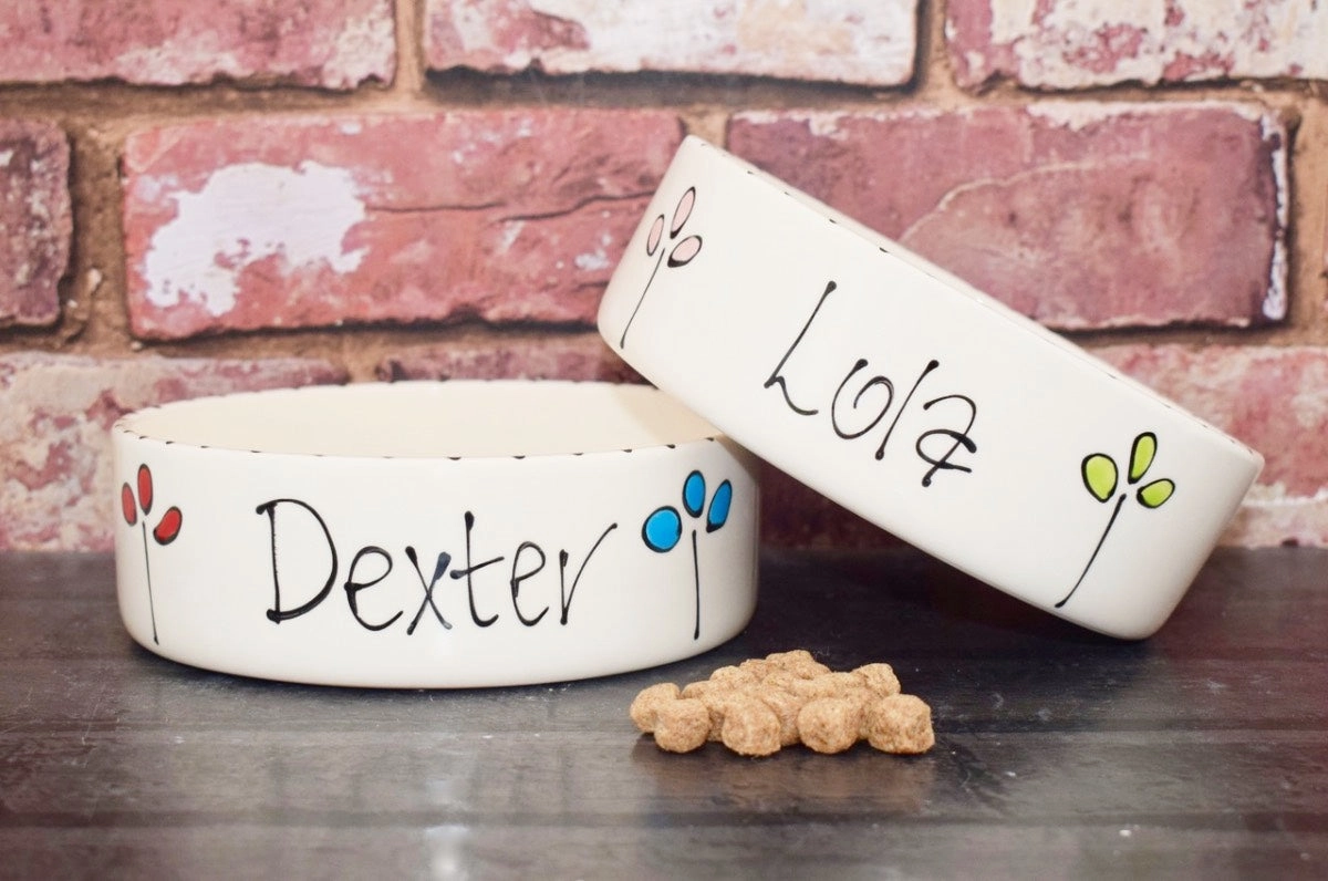 Personalised Petal Design Dog Bowls