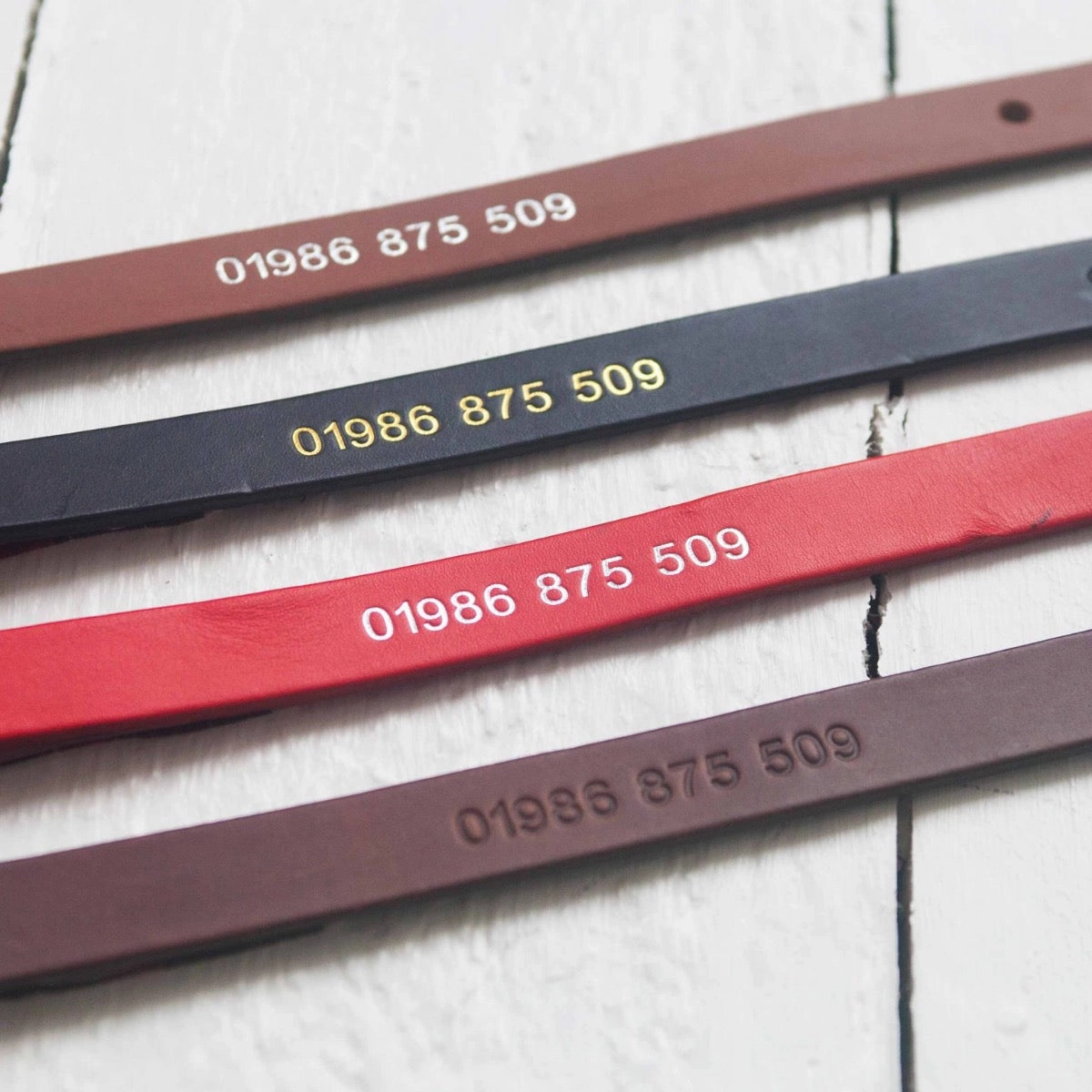Personalised Phone Number Embossed Leather Dog Collars