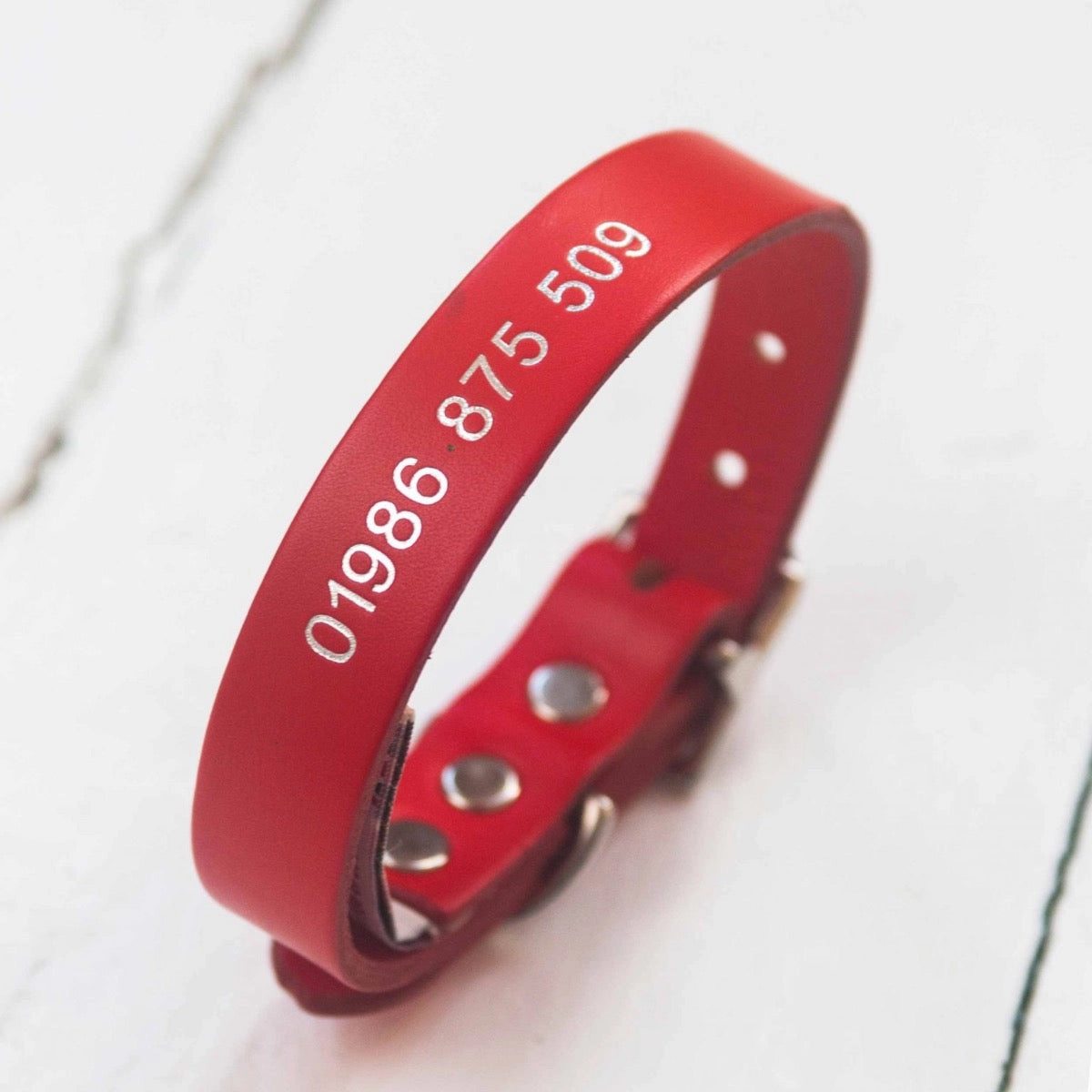 Personalised Phone Number Embossed Leather Dog Collars