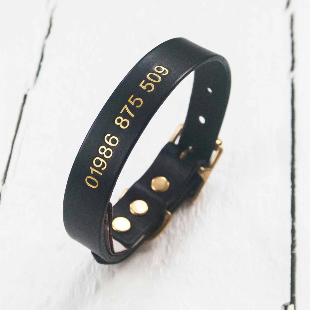 Personalised Phone Number Embossed Leather Dog Collars