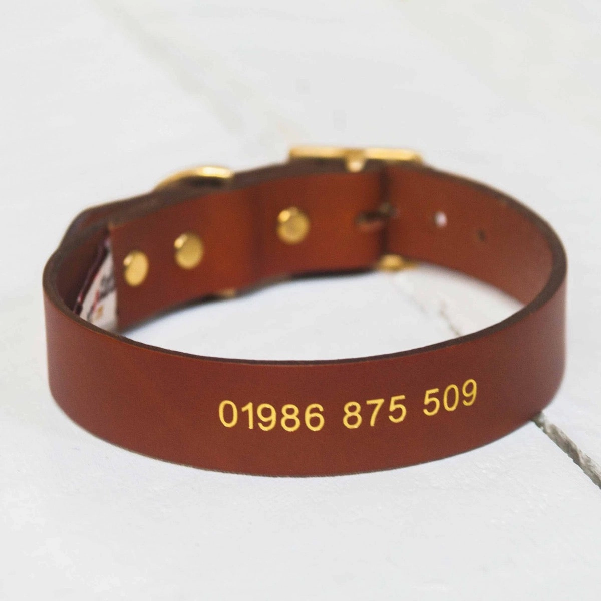 Personalised Phone Number Embossed Leather Dog Collars