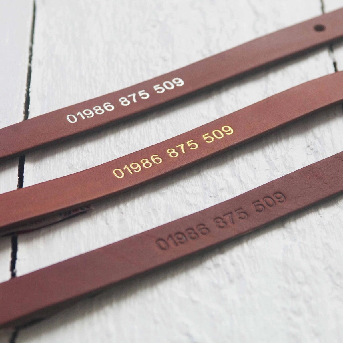 Personalised Phone Number Embossed Leather Dog Collars