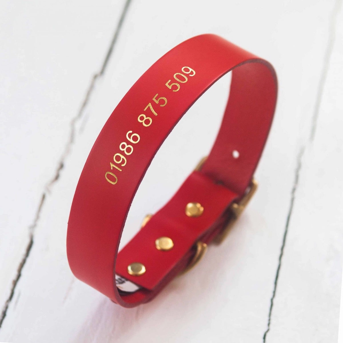 Personalised Phone Number Embossed Leather Dog Collars