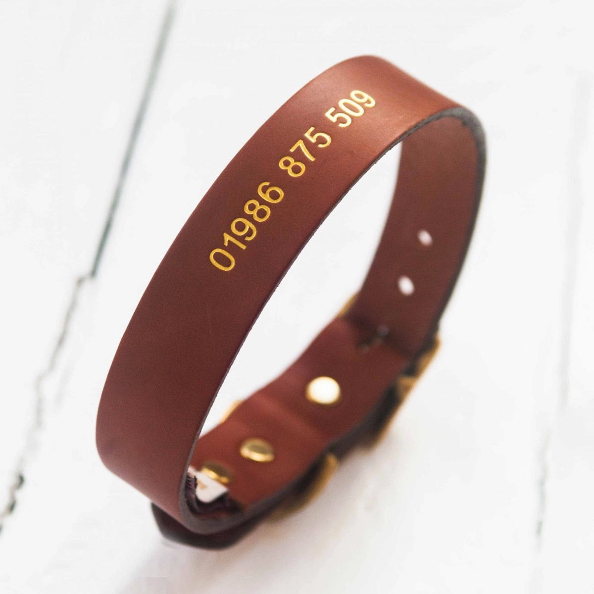 Personalised Phone Number Embossed Leather Dog Collars