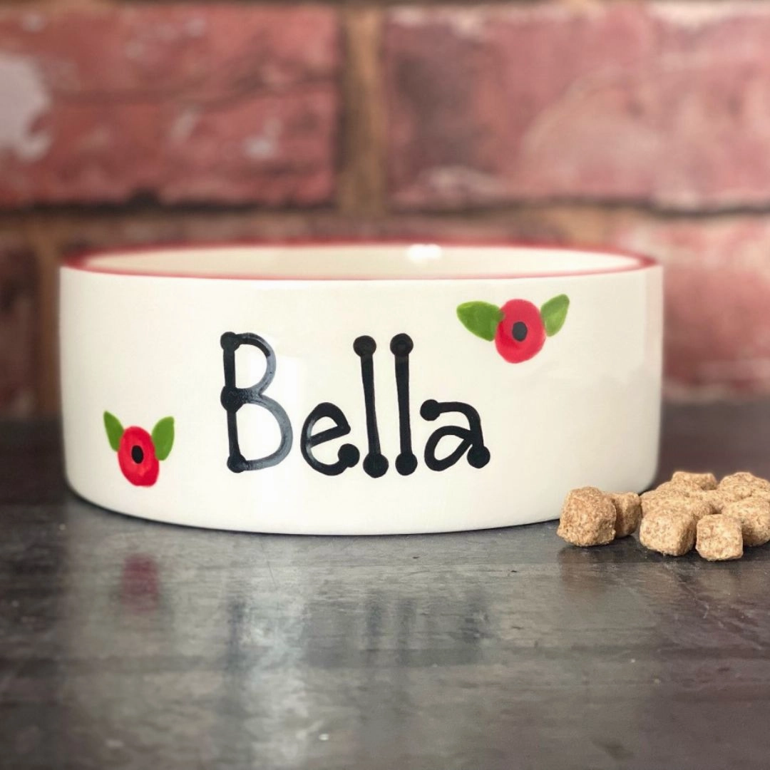 Personalised Poppy Design Dog Bowls