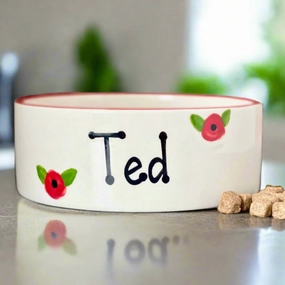 Personalised Poppy Design Dog Bowls