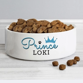 Personalised Prince 15cm Medium Ceramic White Pet Bowl