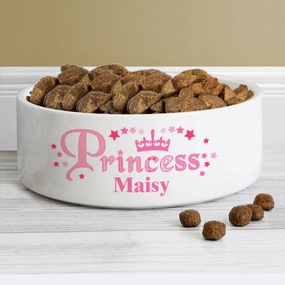 Personalised Princess Medium 15cm White Pet Bowl