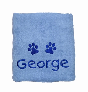 Personalised Puppy Towel Blue