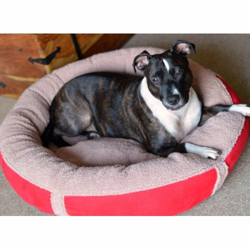 Personalised Red Fleece Donut Dog Bed