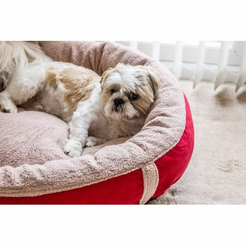 Personalised Red Fleece Donut Dog Bed