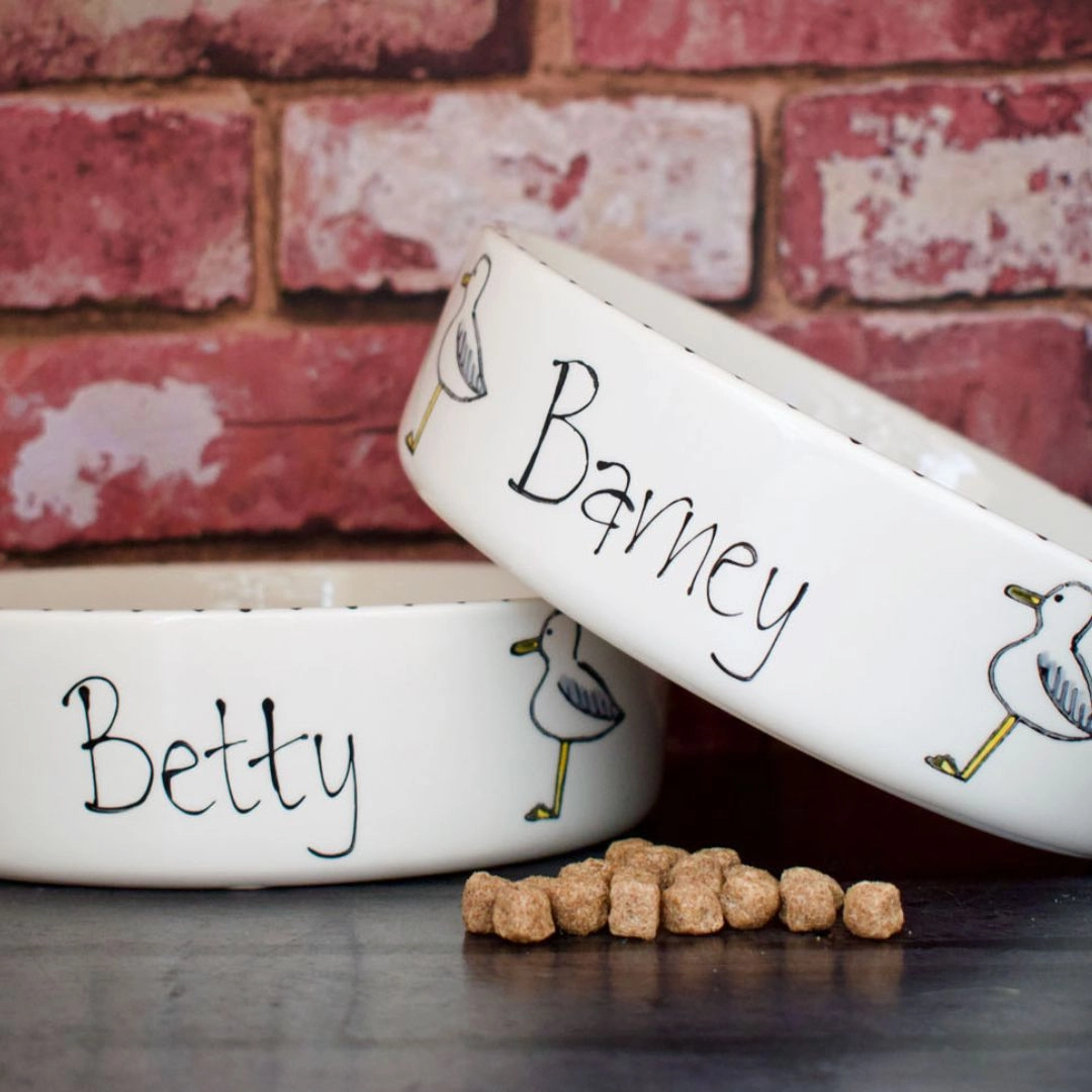 Personalised Seagull Stamp Dog Bowls