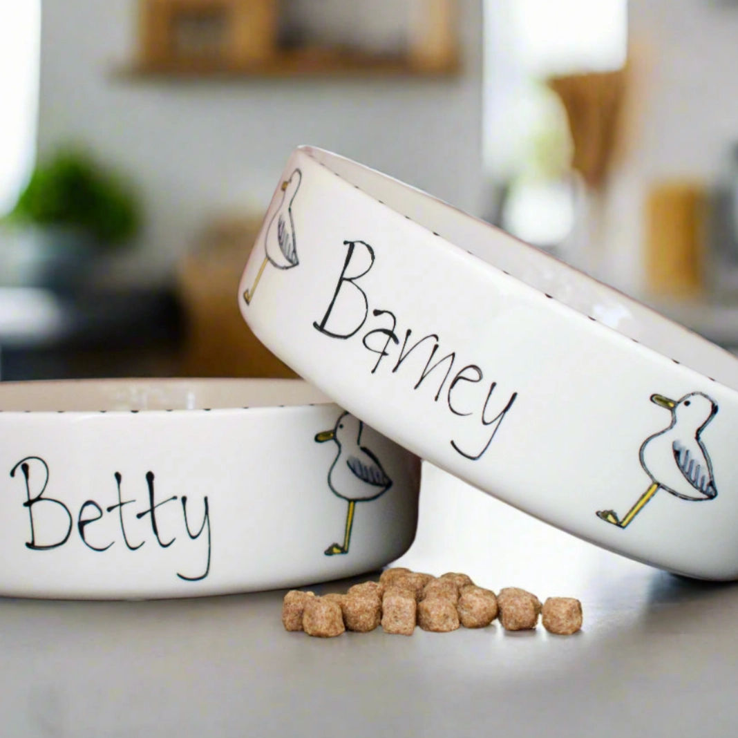 Personalised Seagull Stamp Dog Bowls