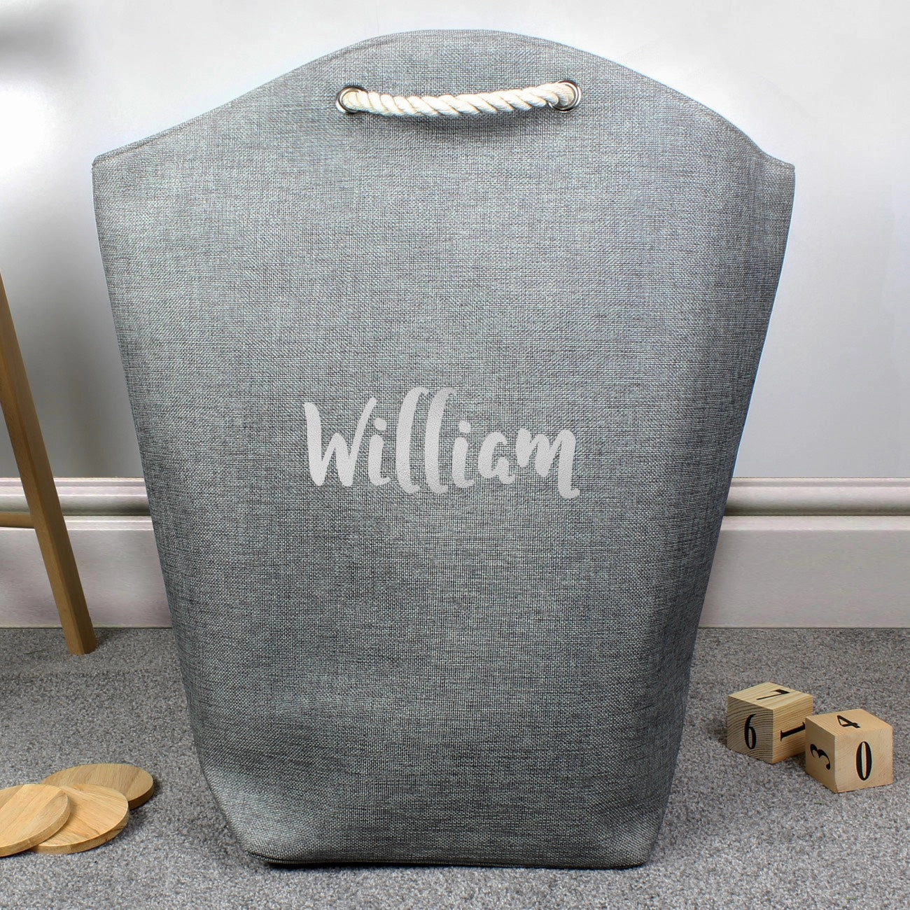 Personalised Silver Name Toy Storage Bag