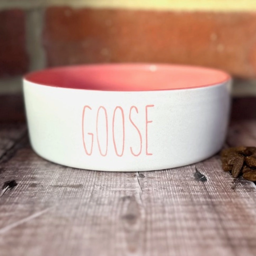 Personalised Skinny Font Dog Bowls With Painted Inside