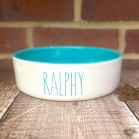 Personalised Skinny Font Dog Bowls With Painted Inside