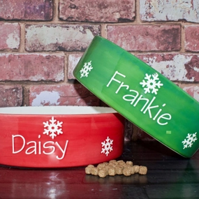 Personalised Snowflakes Dog Bowls