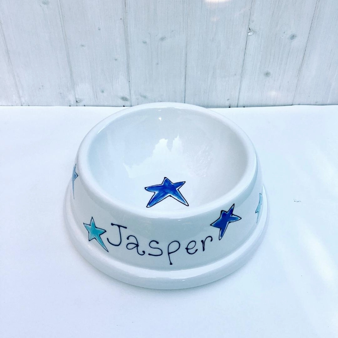 Personalised Stars Ceramic Dog Bowl