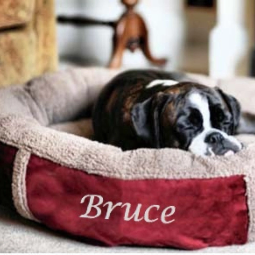 Personalised Winterberry Red Fleece Donut Dog Bed
