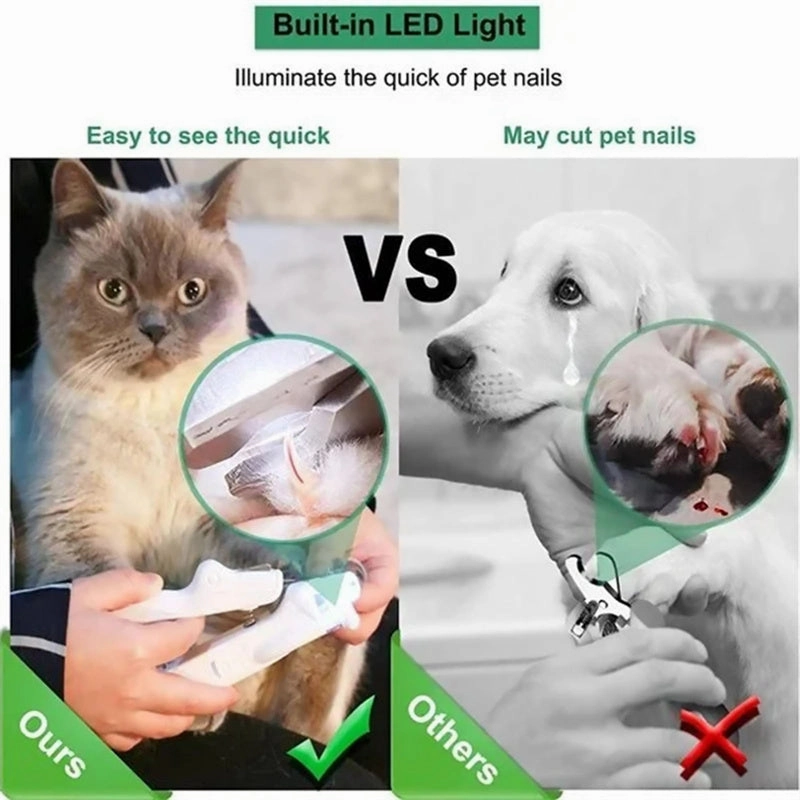 Pet Nail Clippers With LED Light Dogs Cat Nail Scissors Professional Trimmer