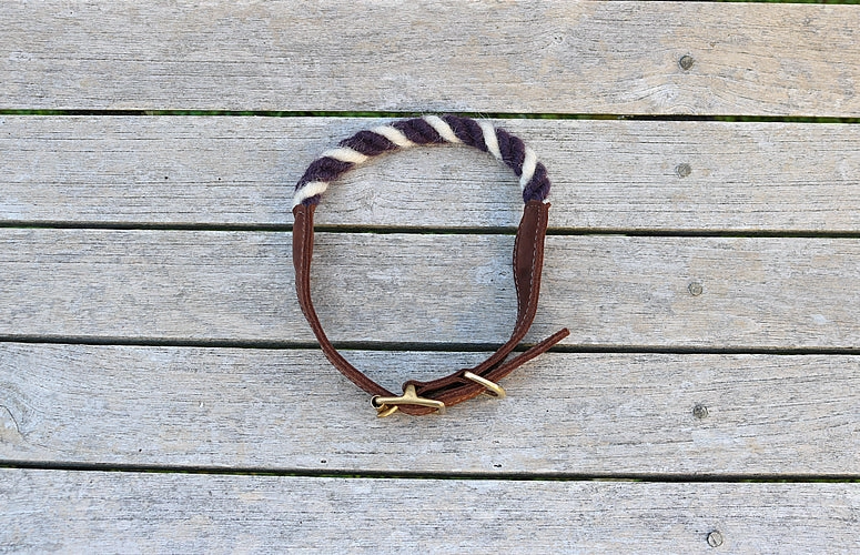 Posh Purple and White 100% British Wool Dog Collar