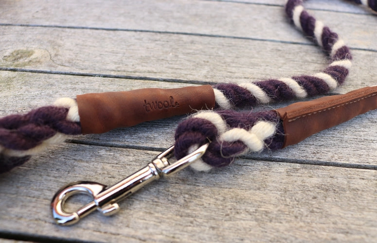 Posh Purple and White 100% British Wool Dog Collar