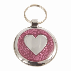 Pretty Pink Heart Small 20mm Designer Dog Tag Shimmer Range