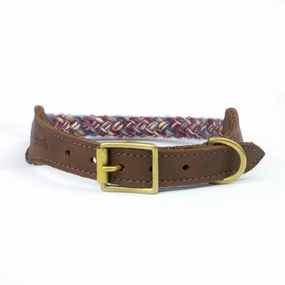Purple Multi Braided 100% British Wool Dog Collar
