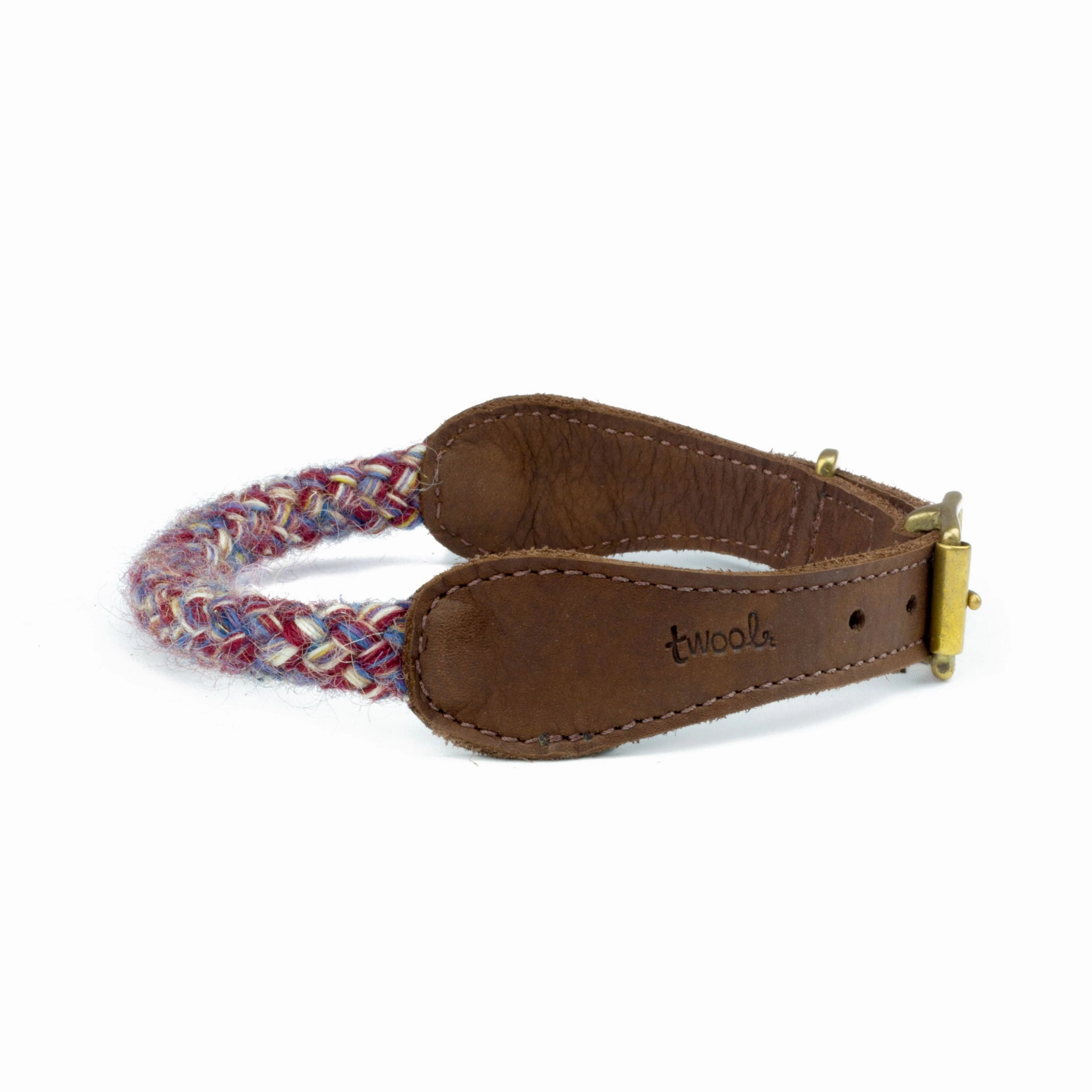 Purple Multi Braided 100% British Wool Dog Collar