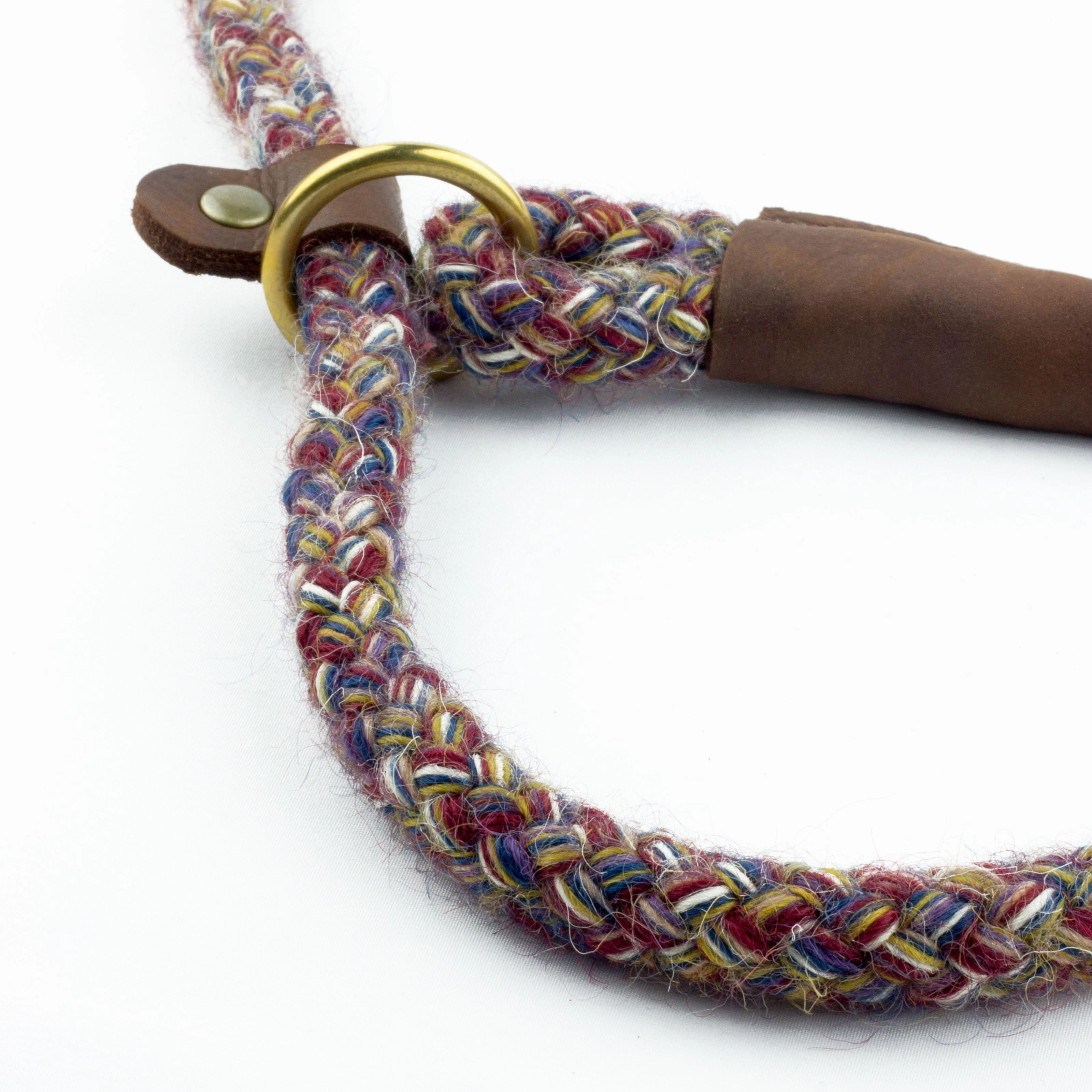 Purple Multi Braided 100% British Wool Dog Collar